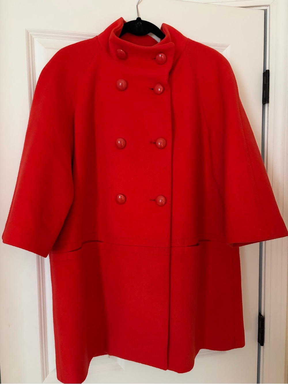 Coach Red Double-Breasted Wool Pea Coat